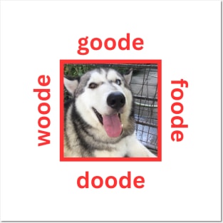 Cute Husky Dog Goode Red Posters and Art